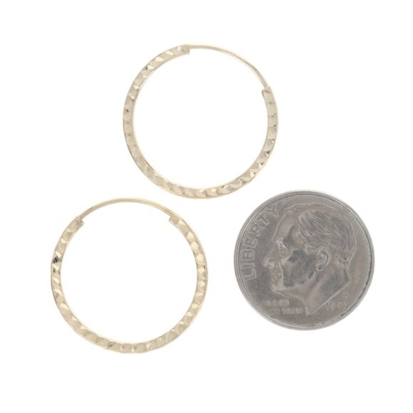 Buy 14K Yellow Gold Leaf Design Textured Hoop Earrings 2  Yellow Gold Leaf Hoop Earrings - 14k Pierced